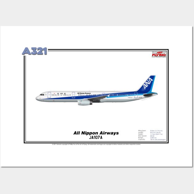 Airbus A321 - All Nippon Airways (Art Print) Wall Art by TheArtofFlying